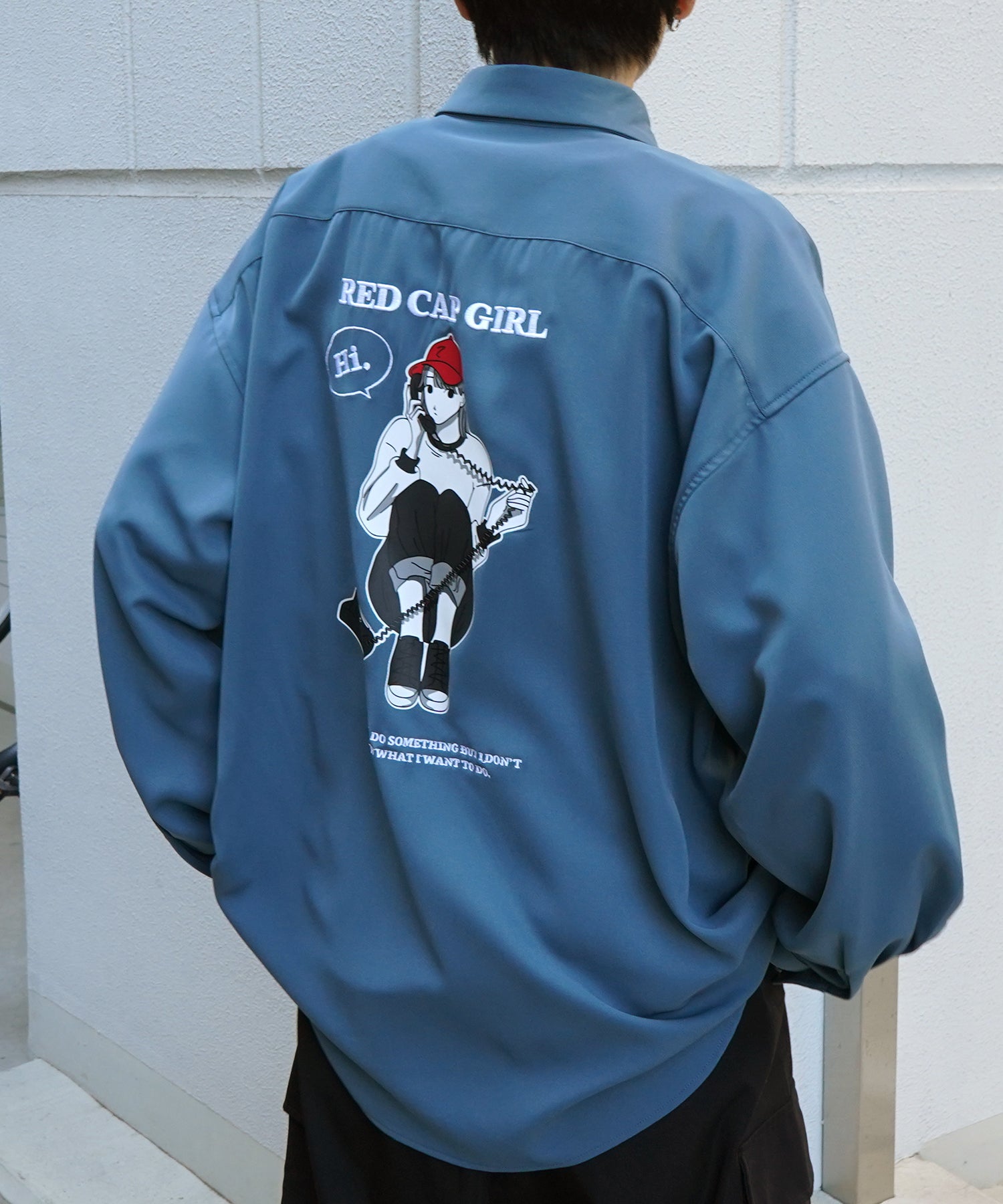 【RED CAP GIRL】25SS バック刺繍 クレリック 配色 ビッグシルエット長袖シャツ