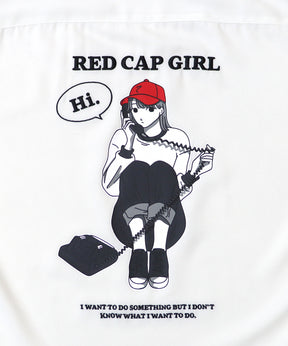 【RED CAP GIRL】25SS バック刺繍 クレリック 配色 ビッグシルエット長袖シャツ