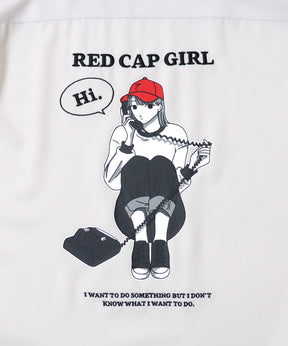 【RED CAP GIRL】25SS バック刺繍 クレリック 配色 ビッグシルエット長袖シャツ