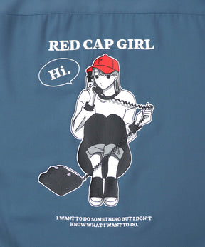 【RED CAP GIRL】25SS バック刺繍 クレリック 配色 ビッグシルエット長袖シャツ