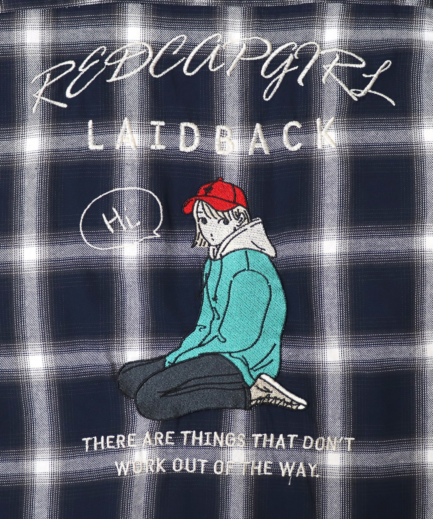 【RED CAP GIRL】25SS バックプリント / 刺繍 オンブレチェック ビッグシルエット長袖シャツ
