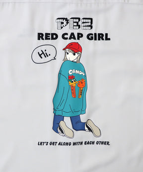 【PEZ × RED CAP GIRL】コラボ 25SS  無地 / クレリック配色 長袖ビッグシルエットシャツ