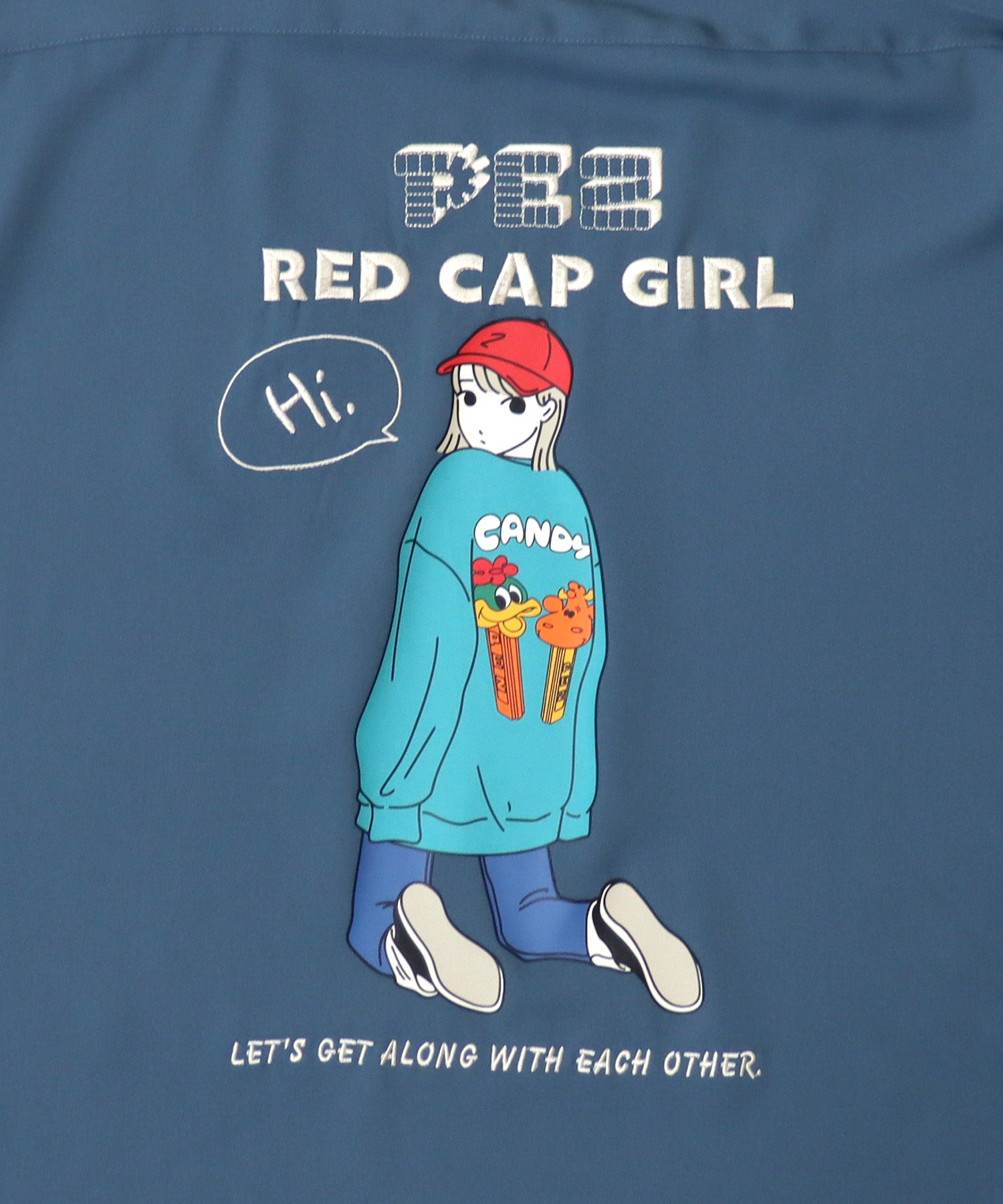【PEZ × RED CAP GIRL】コラボ 25SS  無地 / クレリック配色 長袖ビッグシルエットシャツ