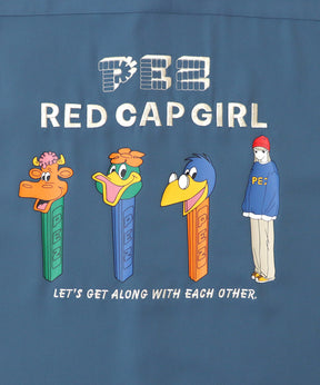 【PEZ × RED CAP GIRL】コラボ 25SS  無地 / クレリック配色 長袖ビッグシルエットシャツ