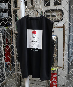 【RED CAP GIRL】24SS とろみドレープ バックプリント ノースリーブ ポンチカットソー