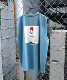 【RED CAP GIRL】24SS とろみドレープ バックプリント ノースリーブ ポンチカットソー