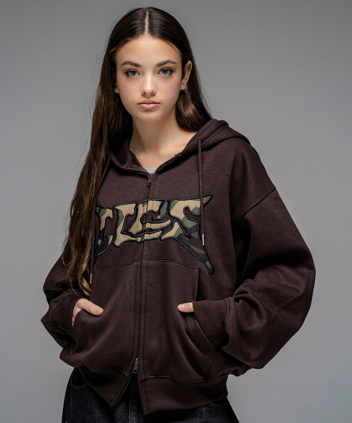 タギング総柄 フルジップフーディ