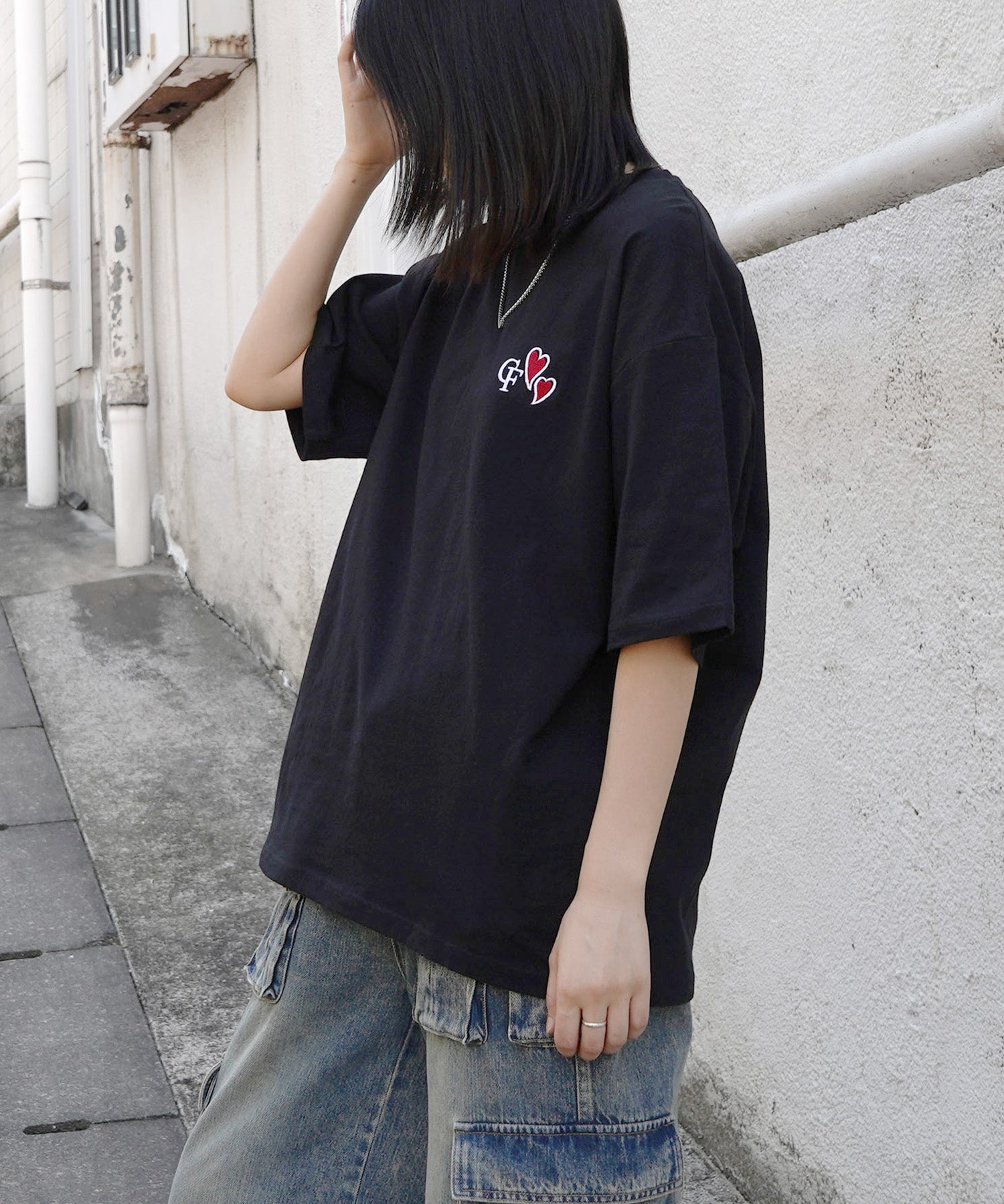 25SS ハートワンポイント刺繍 半袖Tシャツ