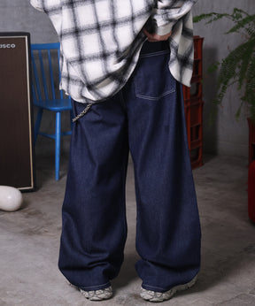 バレルレッグ リジット デニムパンツ