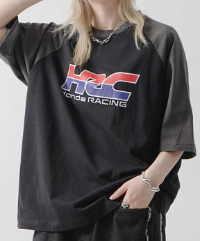 25SS【HONDA / ホンダ】フロントプリント ボックスシルエット ラグラン半袖Tシャツ