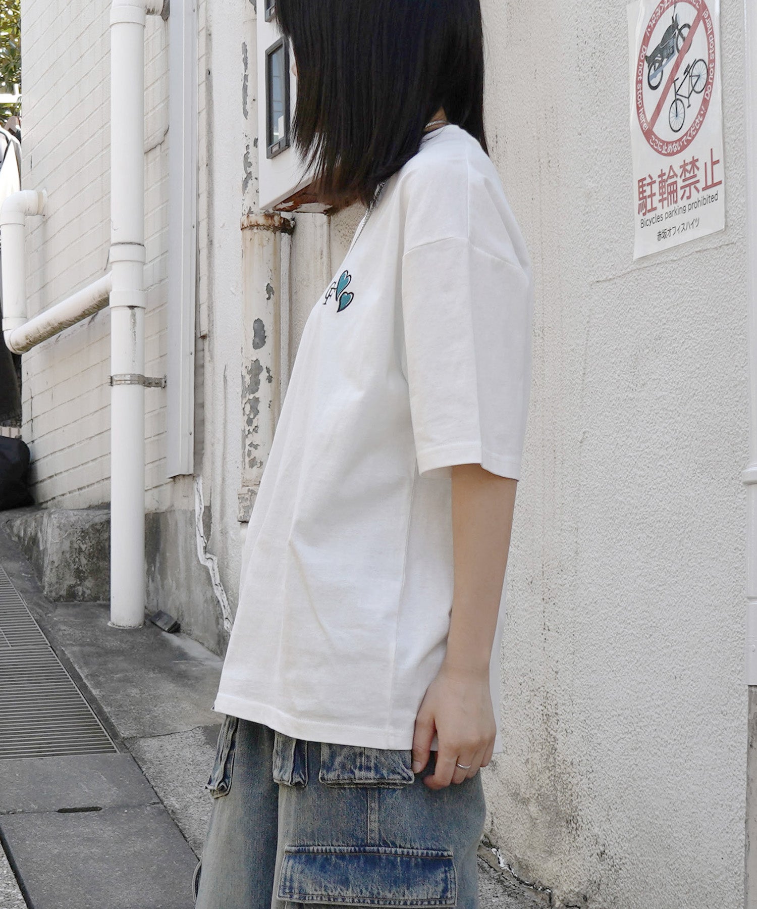 25SS ハートワンポイント刺繍 半袖Tシャツ