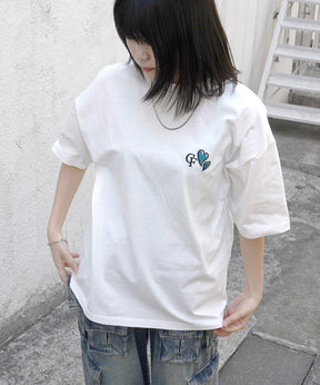 25SS ハートワンポイント刺繍 半袖Tシャツ