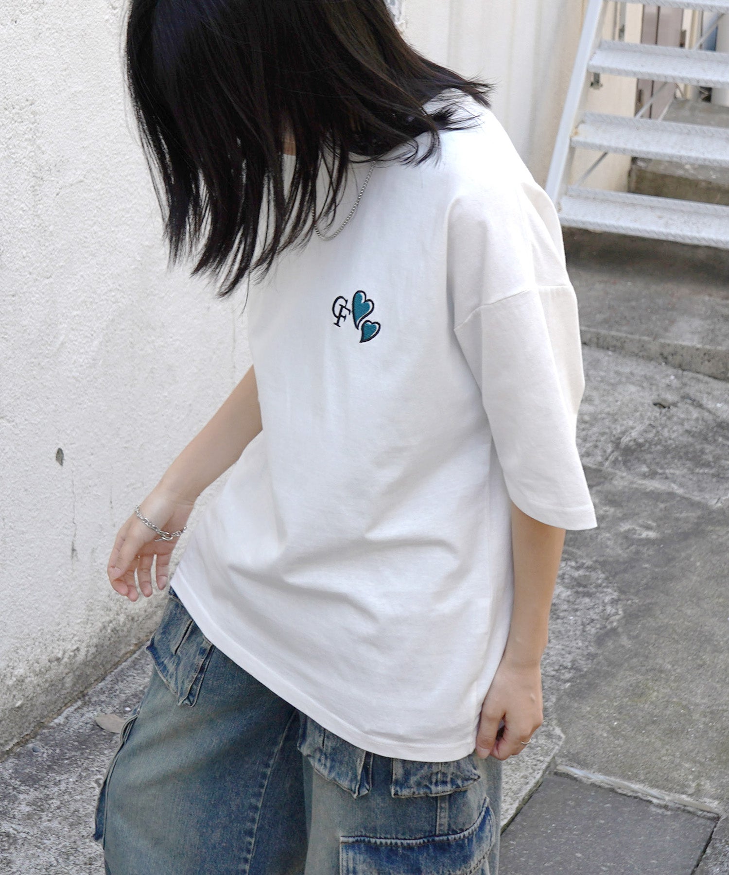25SS ハートワンポイント刺繍 半袖Tシャツ