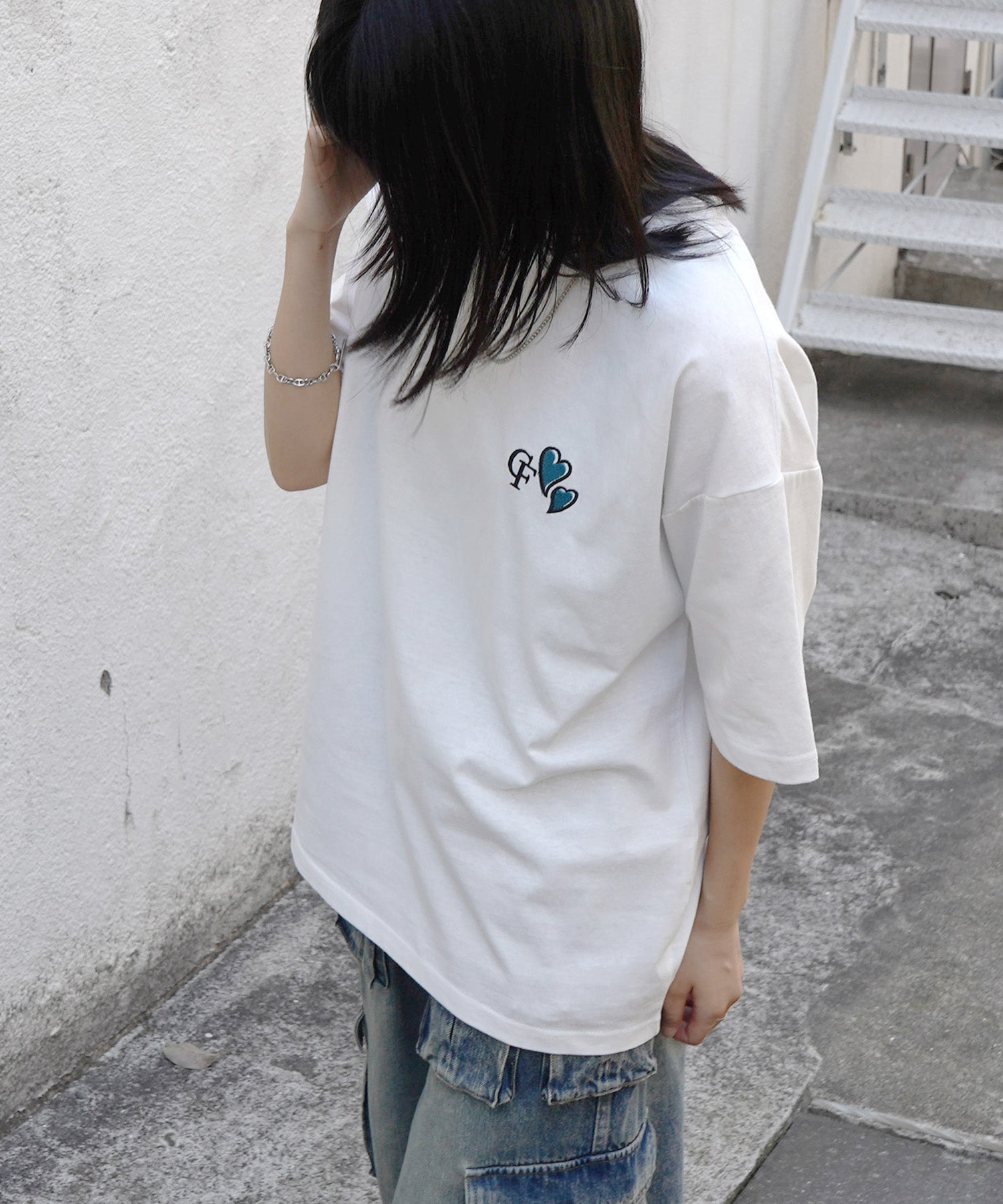 25SS ハートワンポイント刺繍 半袖Tシャツ