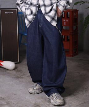 バレルレッグ リジット デニムパンツ