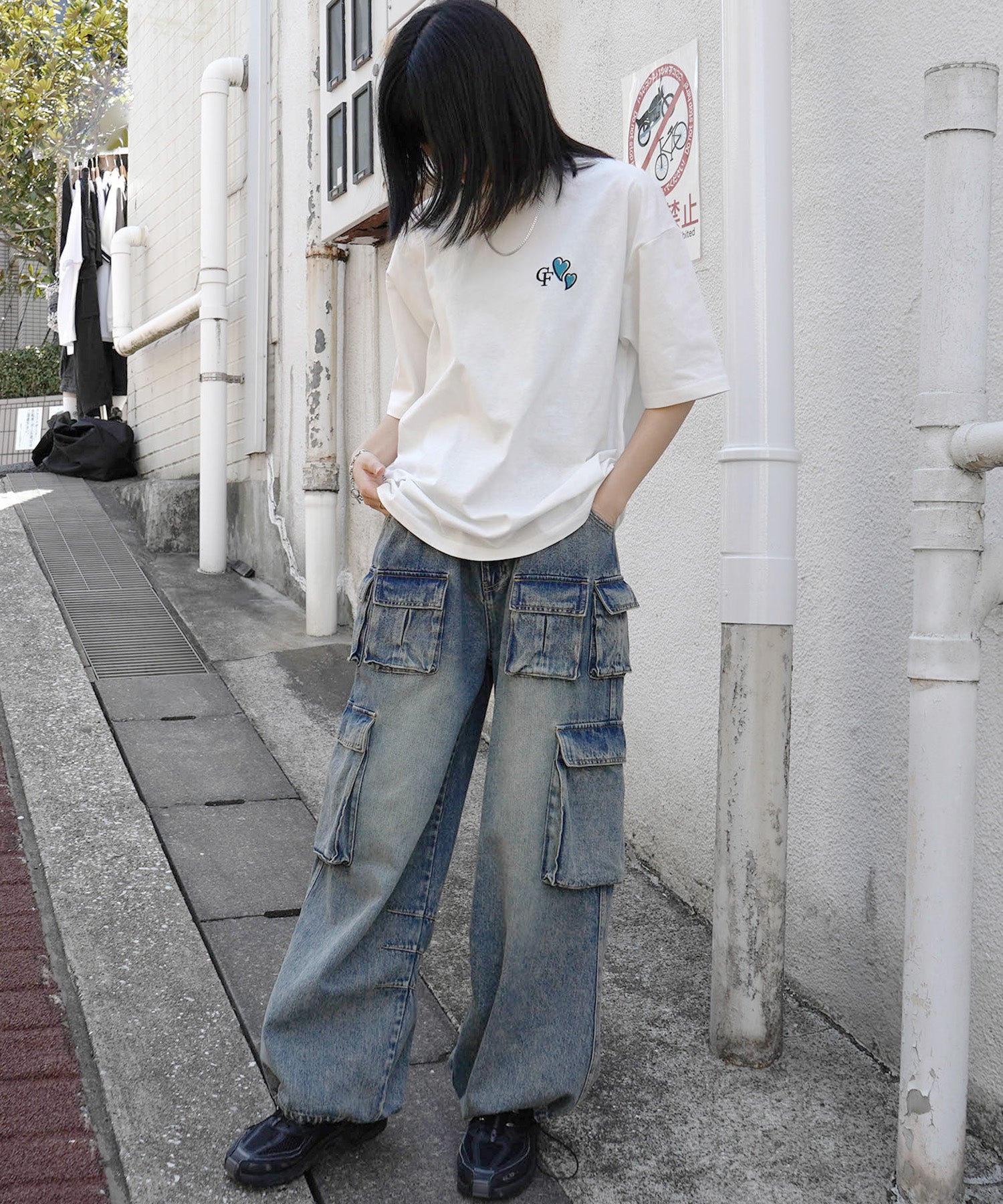 25SS ハートワンポイント刺繍 半袖Tシャツ