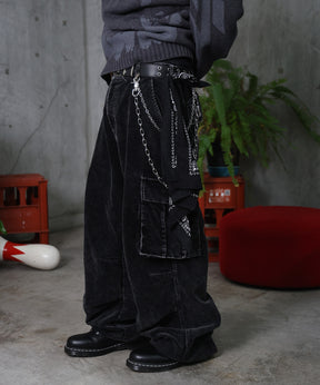 バレル グランジ風洗い コーデュロイ カーゴパンツ