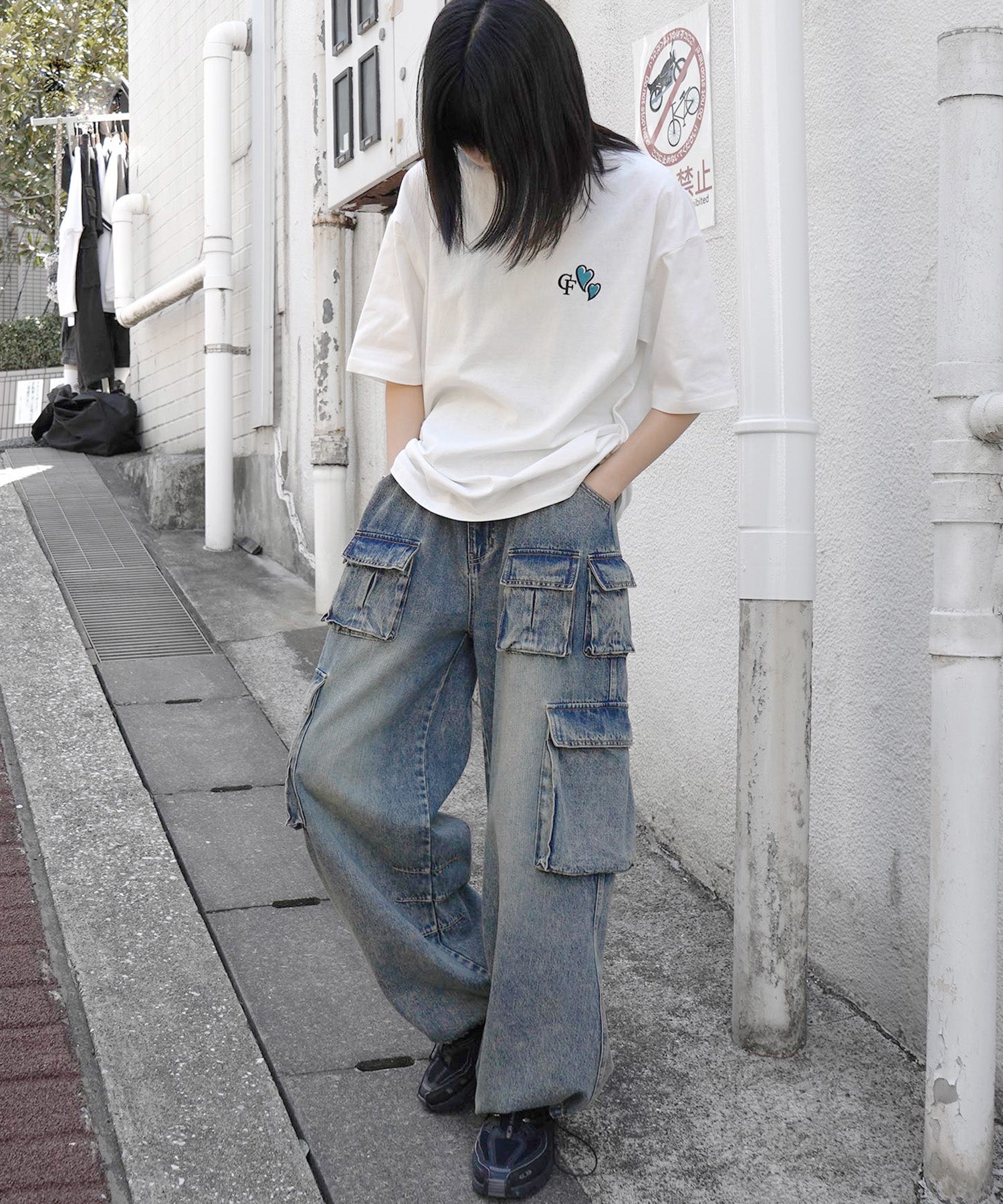 25SS ハートワンポイント刺繍 半袖Tシャツ