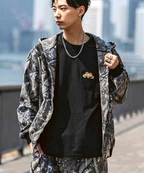 25SS【Labordi / ラボード】ツリーカモ柄 リアルツリー / デニム / ケミカル加工 ボックスシルエット フーディー ミリタリーフードジャケット