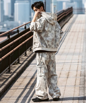 25SS【Labordi / ラボード】ツリーカモ柄 リアルツリー / デニム / ケミカル加工 ボックスシルエット フーディー ミリタリーフードジャケット
