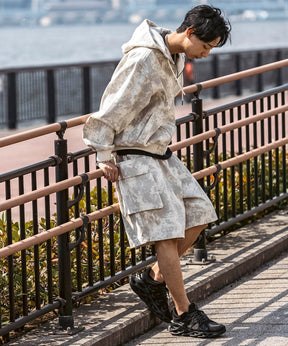 25SS【Labordi / ラボード】ツリーカモ柄 リアルツリー / デニム / ケミカル加工 ボックスシルエット フーディー ミリタリーフードジャケット
