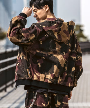 25SS【Labordi / ラボード】ツリーカモ柄 リアルツリー / デニム / ケミカル加工 ボックスシルエット フーディー ミリタリーフードジャケット