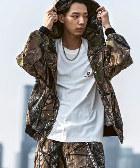 25SS【Labordi / ラボード】ツリーカモ柄 リアルツリー / デニム / ケミカル加工 ボックスシルエット フーディー ミリタリーフードジャケット