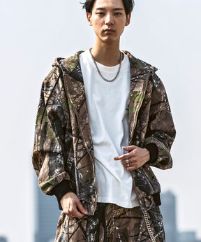 25SS【Labordi / ラボード】ツリーカモ柄 リアルツリー / デニム / ケミカル加工 ボックスシルエット フーディー ミリタリーフードジャケット