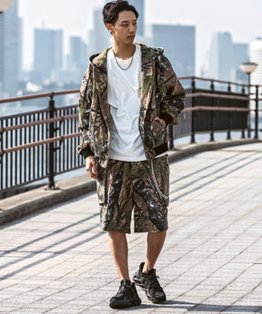 25SS【Labordi / ラボード】ツリーカモ柄 リアルツリー / デニム / ケミカル加工 ボックスシルエット フーディー ミリタリーフードジャケット