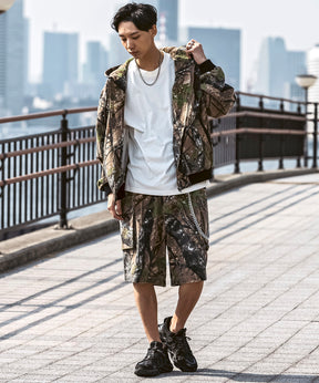 25SS【Labordi / ラボード】ツリーカモ柄 リアルツリー / デニム / ケミカル加工 ボックスシルエット フーディー ミリタリーフードジャケット