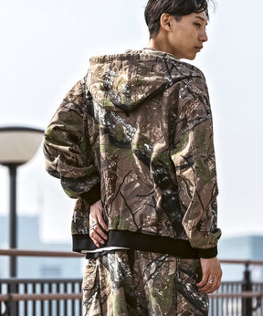 25SS【Labordi / ラボード】ツリーカモ柄 リアルツリー / デニム / ケミカル加工 ボックスシルエット フーディー ミリタリーフードジャケット