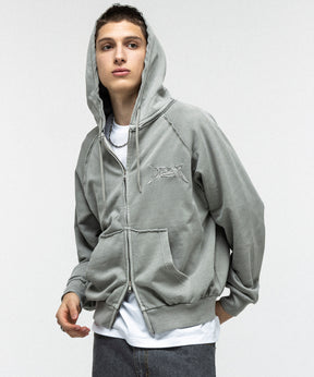 "ILL'S" LOGO Embroidery FULL ZIP HOODIE / "ILL'S" LOGO刺繍フルジップフーディー