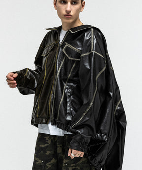 VINTAGE-LIKE FAUX LEATHER BLOUSON / ヴィンテージライクフェイクレザーブルゾン