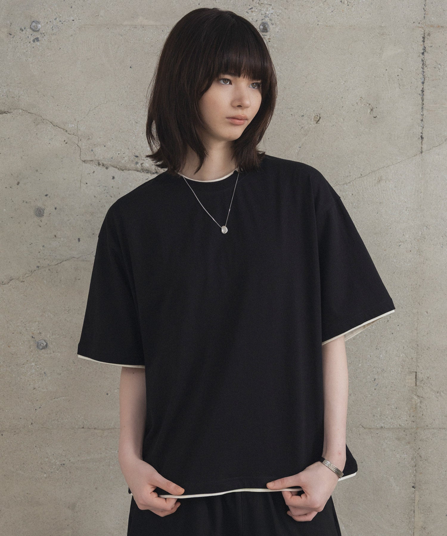 Neck Detail Plain T-Shirt / ネックディテール Tシャツ