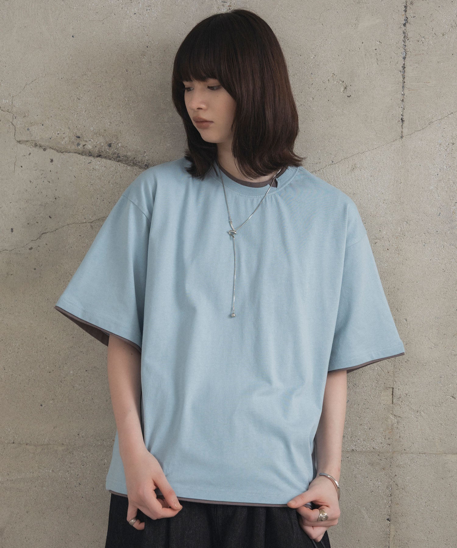 Neck Detail Plain T-Shirt / ネックディテール Tシャツ