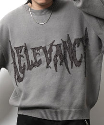 フリンジ ロゴ クルーネック ニット