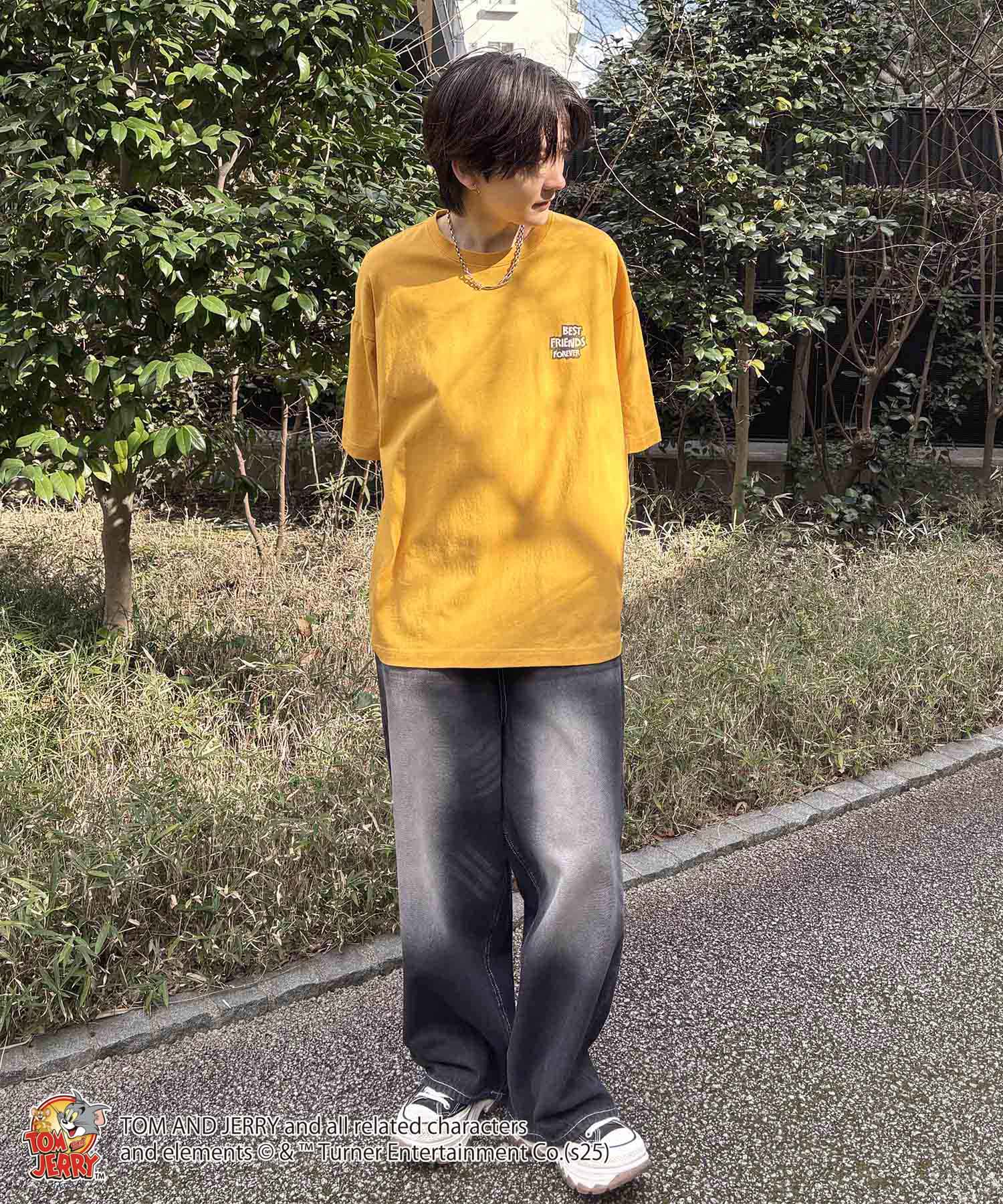 25SS【TOM&JERRY / トムトジェリー】足跡 ビッグシルエットバックプリントTシャツ