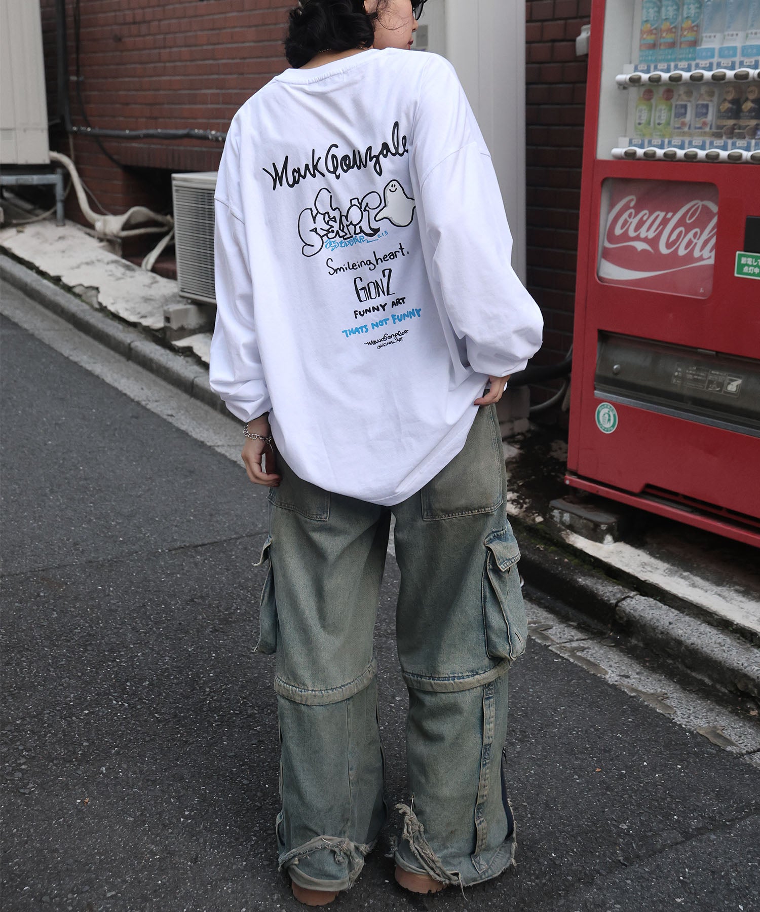 【MARK GONZALES ARTWORK COLLECTION / マークゴンザレス】ワンポイント刺繍 / カラーロゴバックプリント ビッグシルエットロンT
