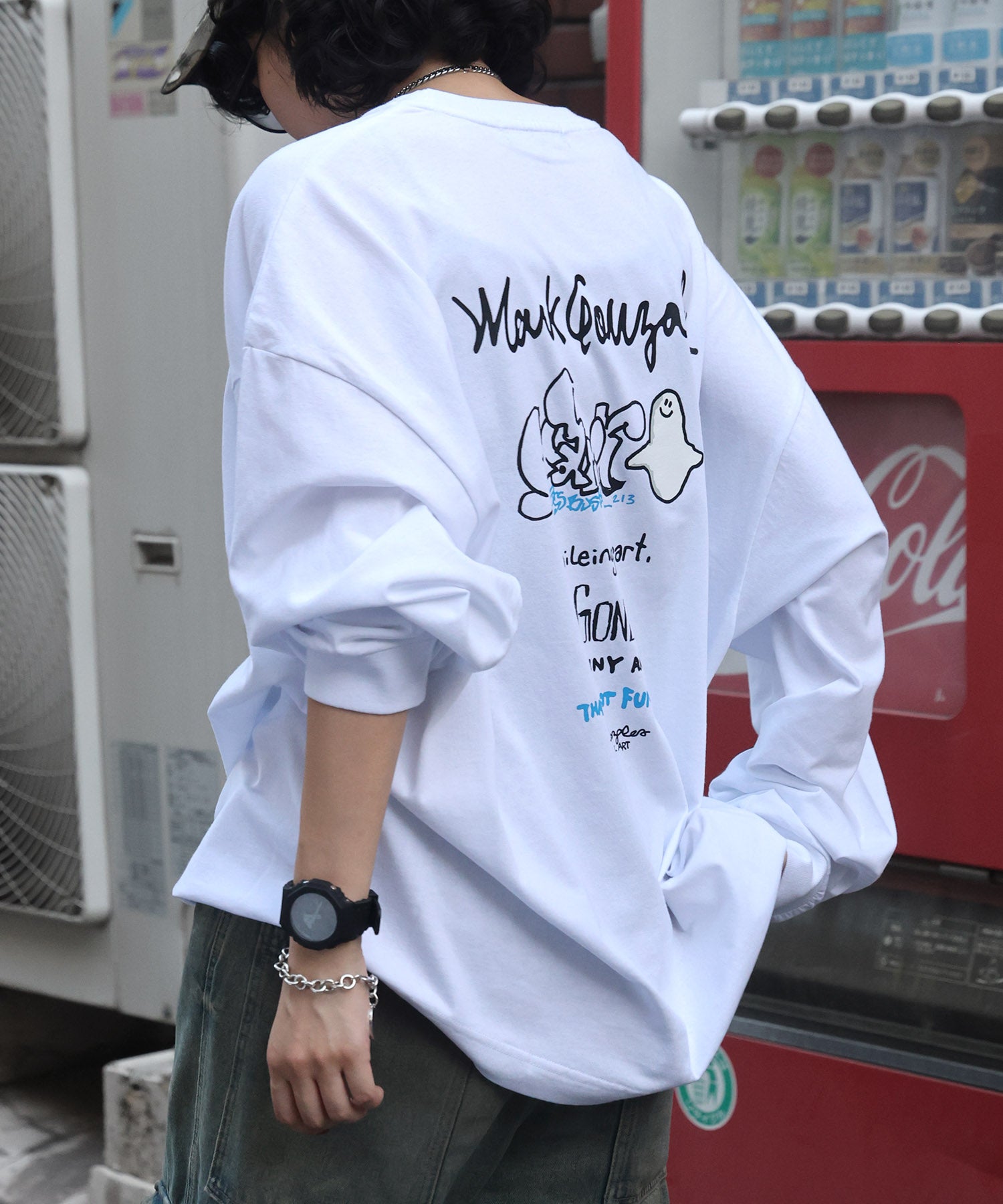 【MARK GONZALES ARTWORK COLLECTION / マークゴンザレス】ワンポイント刺繍 / カラーロゴバックプリント ビッグシルエットロンT