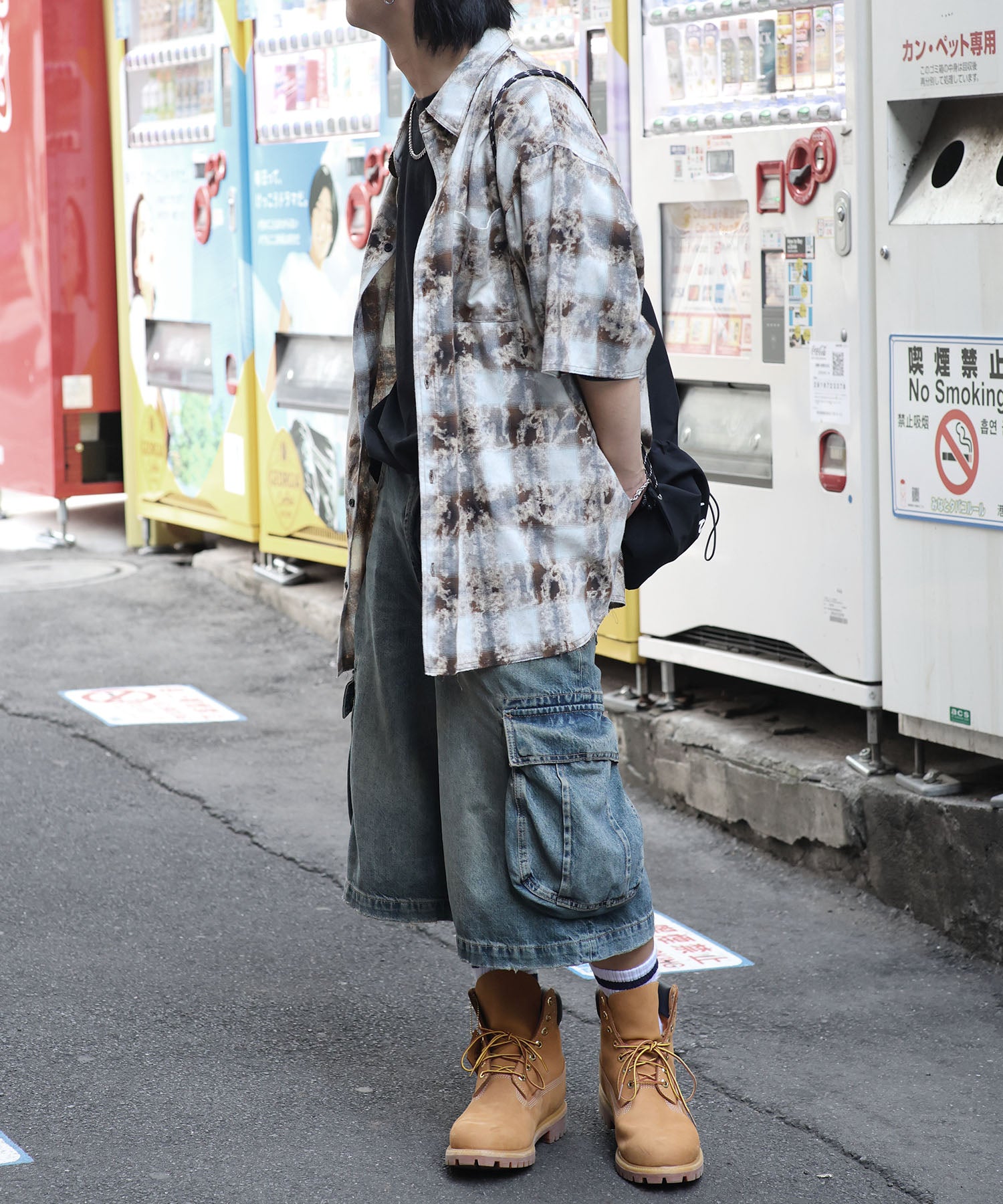 25SS ウォッシュ加工 半袖チェックシャツ