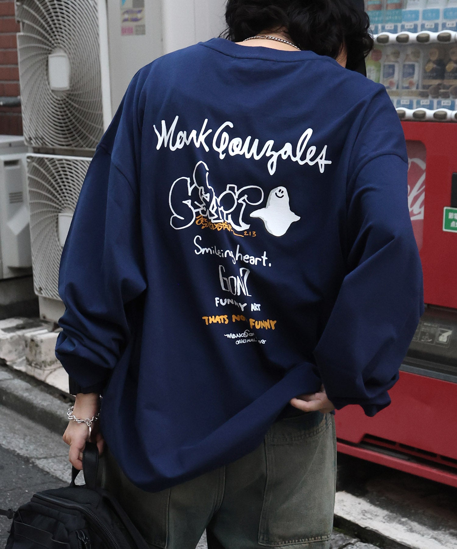 【MARK GONZALES ARTWORK COLLECTION / マークゴンザレス】ワンポイント刺繍 / カラーロゴバックプリント ビッグシルエットロンT