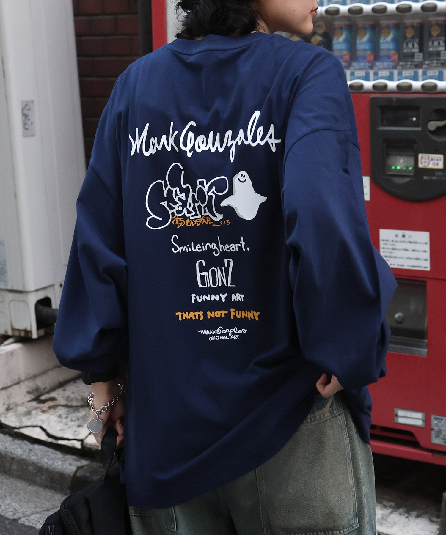 【MARK GONZALES ARTWORK COLLECTION / マークゴンザレス】ワンポイント刺繍 / カラーロゴバックプリント ビッグシルエットロンT