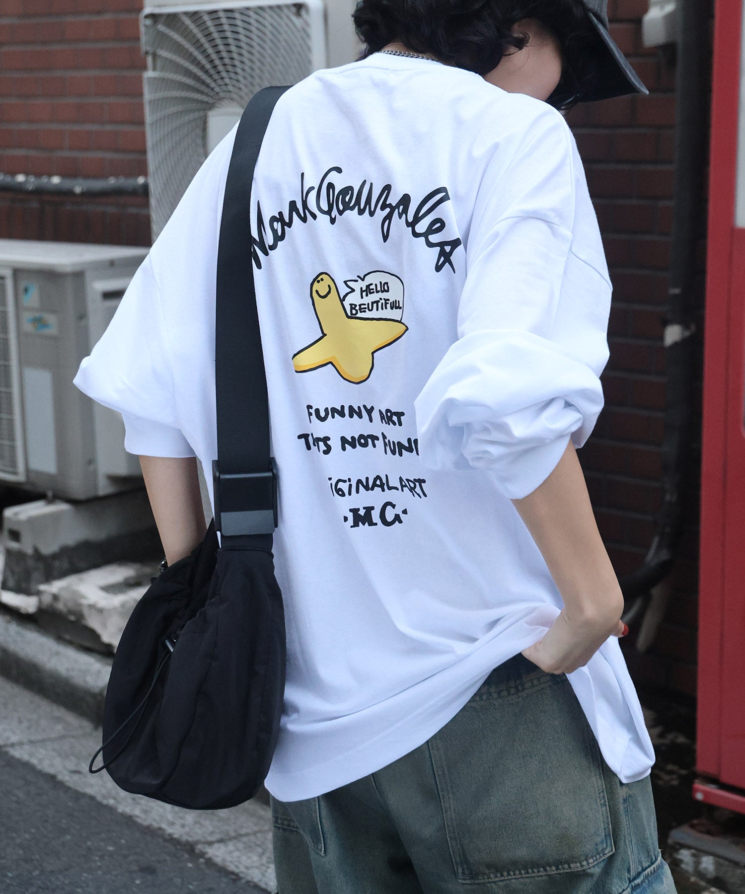【MARK GONZALES ARTWORK COLLECTION / マークゴンザレス】ワンポイント刺繍 / アーチロゴバックプリント ビッグシルエットロンT
