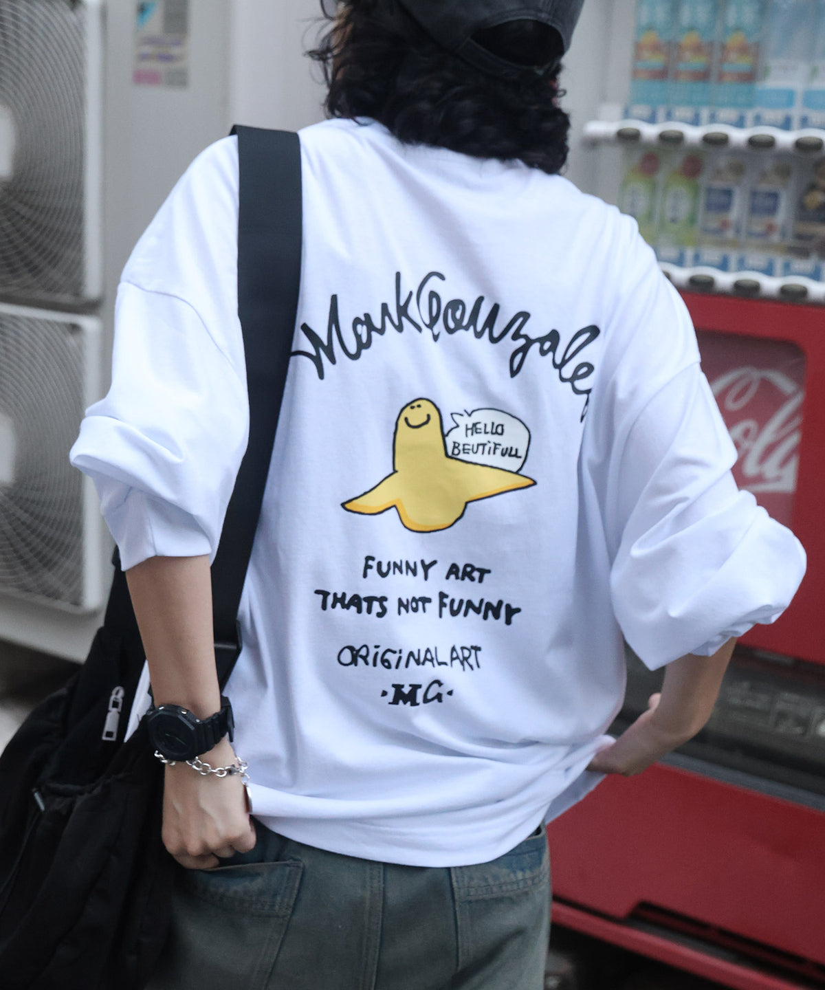 【MARK GONZALES ARTWORK COLLECTION / マークゴンザレス】ワンポイント刺繍 / アーチロゴバックプリント ビッグシルエットロンT