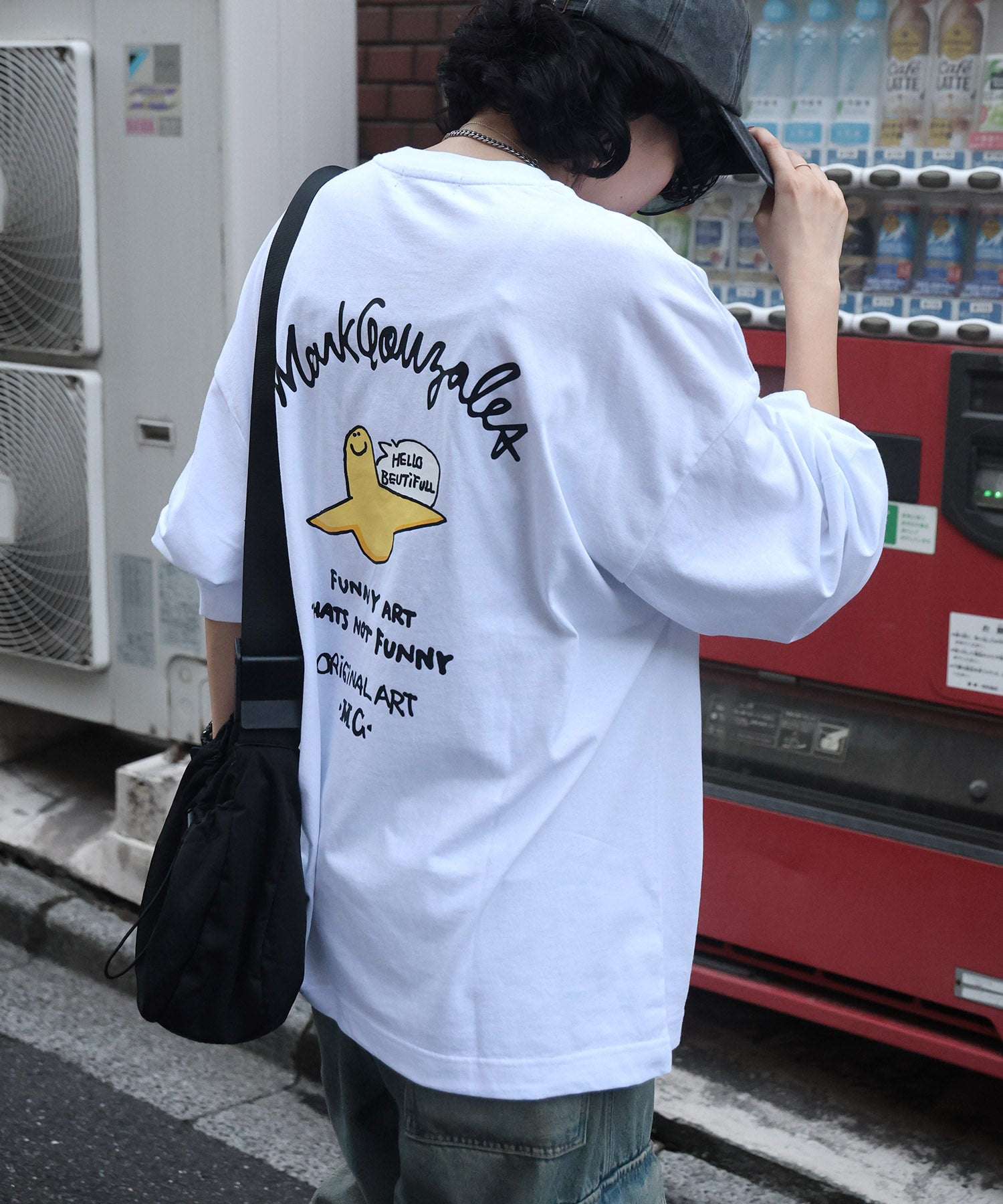 【MARK GONZALES ARTWORK COLLECTION / マークゴンザレス】ワンポイント刺繍 / アーチロゴバックプリント ビッグシルエットロンT