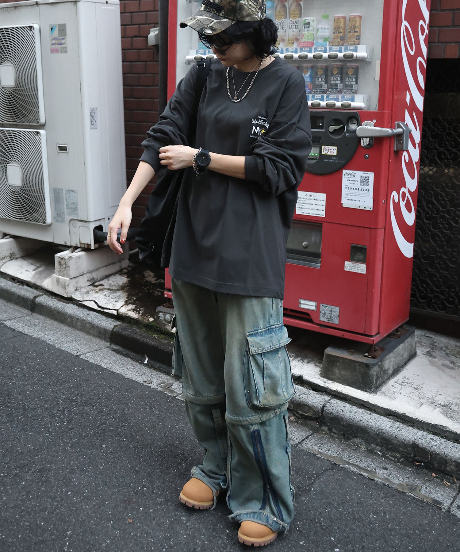 【MARK GONZALES ARTWORK COLLECTION / マークゴンザレス】ワンポイント刺繍 / エンジェルロゴバックプリント ビッグシルエットロンT