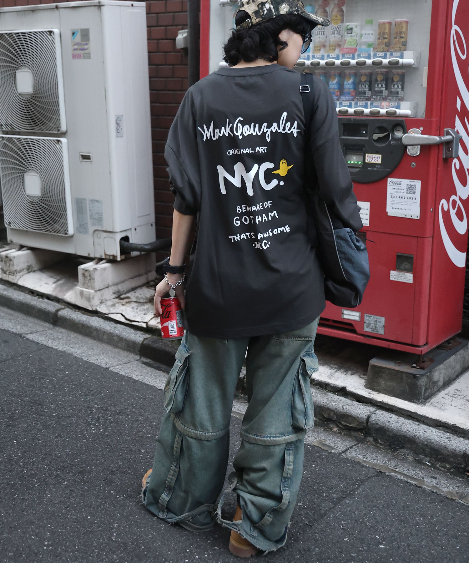 【MARK GONZALES ARTWORK COLLECTION / マークゴンザレス】ワンポイント刺繍 / エンジェルロゴバックプリント ビッグシルエットロンT