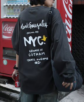 【MARK GONZALES ARTWORK COLLECTION / マークゴンザレス】ワンポイント刺繍 / エンジェルロゴバックプリント ビッグシルエットロンT