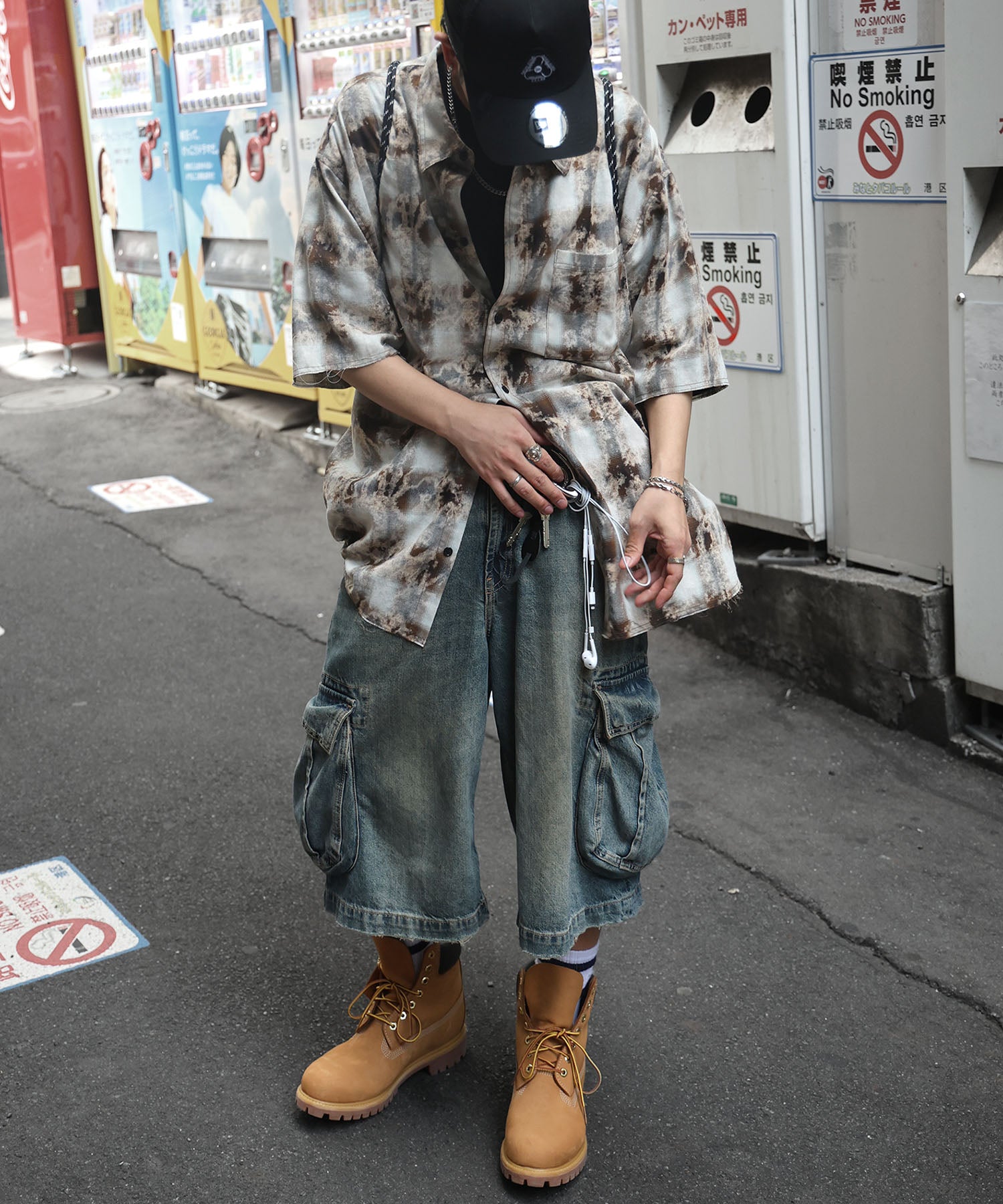 25SS ウォッシュ加工 半袖チェックシャツ