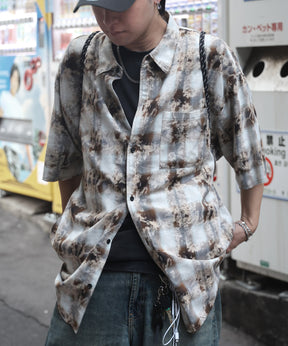 25SS ウォッシュ加工 半袖チェックシャツ